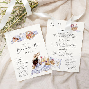 Invitation Vin Pique-nique Cottage Bachelorette Week-end