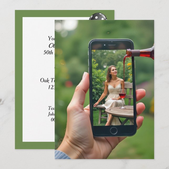 Invitation Vin pouring 50e fête d'anniversaire (Devant / Derrière)