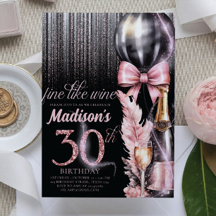 Invitation Vin rose Luxe 30e anniversaire adulte