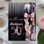 Invitation Vin rose Luxe 50e Anniversaire adulte<br><div class="desc">Vin Rose de luxe Design d'anniversaire adulte. Les produits correspondants se trouvent dans la collection Luxury Wine Adult Birthday.</div>