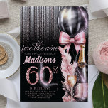 Invitation Vin rose Luxe 60e Anniversaire adulte<br><div class="desc">Vin Rose de luxe Design d'anniversaire adulte. Les produits correspondants se trouvent dans la collection Luxury Wine Adult Birthday.</div>