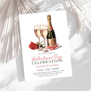 Invitation Vin Rose moderne Champagne de la Saint-Galentin