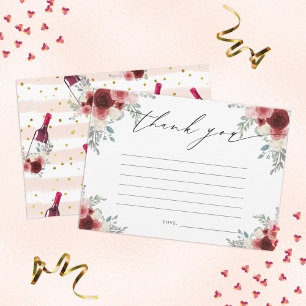 Invitation Vin rouge et floral Merci