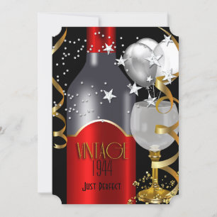 Invitation Vin rouge noir or argenté pour 70e anniversaire 2