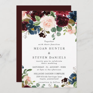 Invitation Vin rouge profond Bourgogne Blush Mariage de la ma