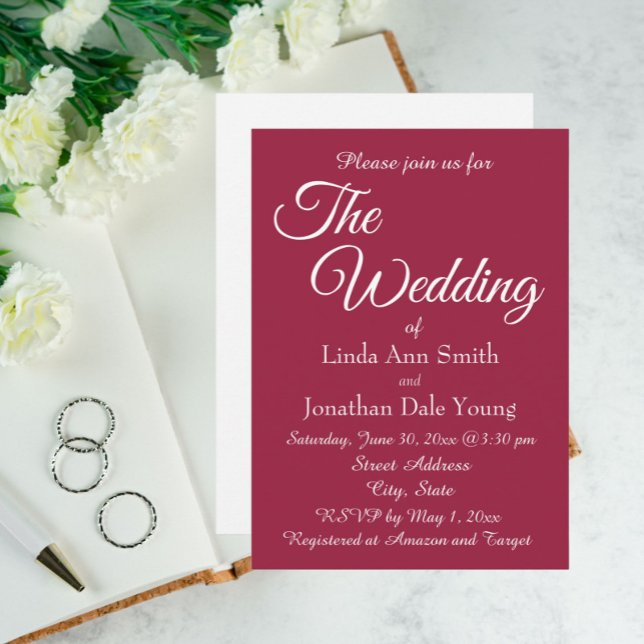 Invitation Vin Rouge Simple Style Mariage (In Situ Wedding)