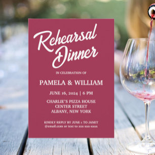 Invitation Vin Rouge Simple Style Mariage Dîner de répétition