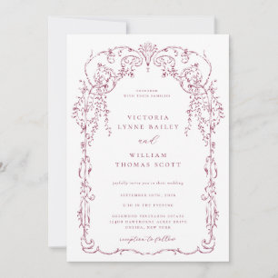 Invitation Vin Rouge Victorien Frame Mariage