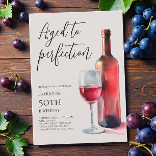 Invitation Vin Rouge Vieilli à la Perfection Fête des 50 ans