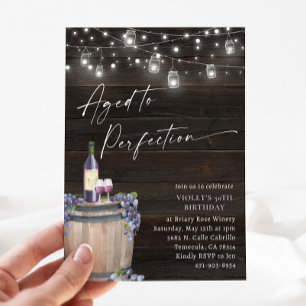 Invitation Vin Rustique Anniversaire, Âgé À La Perfection