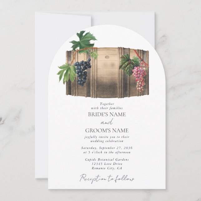 Invitation Vin rustique Barrel Vignoble Mariage (Devant)