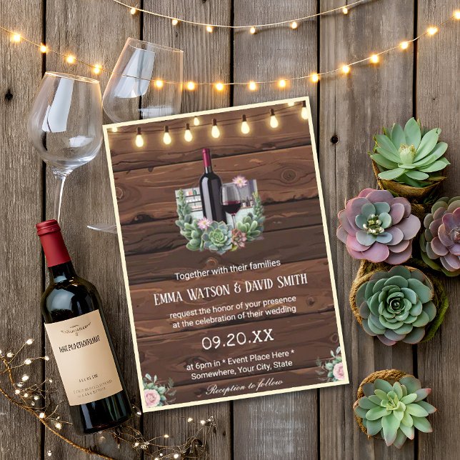 Invitation Vin Rustique Rose Pays Éclairage de grange Mariage (Créateur téléchargé)