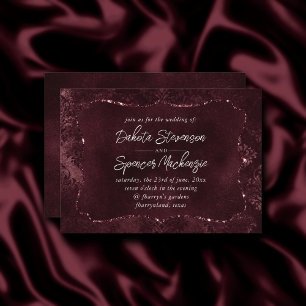 Invitation Vin Velvety Damask   Glam Grunge de Bordeaux Sangr