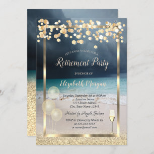 Invitation Vin Verre Ballons Gold Parties scintillant Plage R