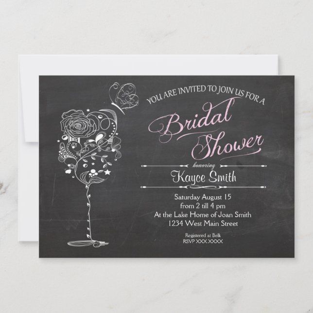 Invitation Vin Vintage Verre Douche nuptiale en vitation (Devant)