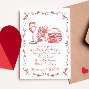 Invitation Vin Whimsical moderne Burger Fête de la Saint-Gale