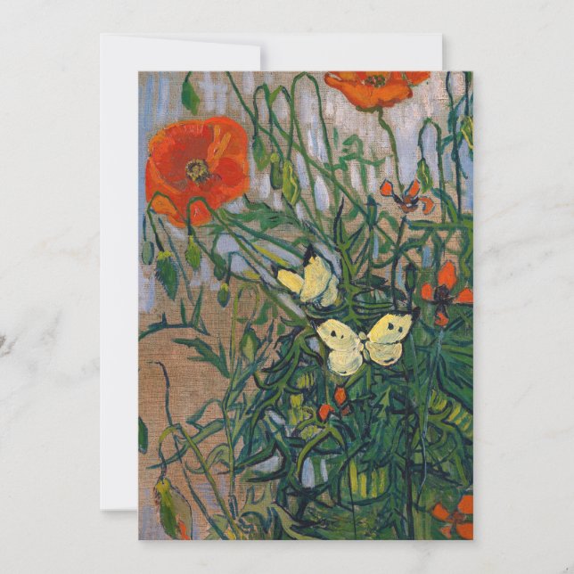 Invitation Vincent van Gogh - Papillons et Coquelicots (Devant)