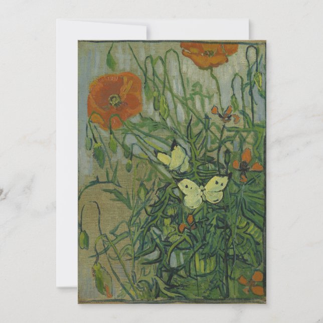Invitation Vincent van Gogh - Papillons et Pavots (Devant)