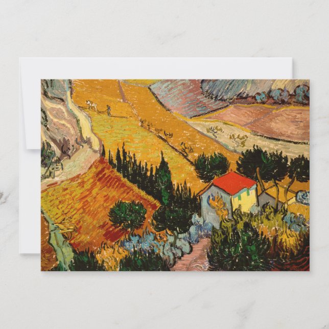 Invitation Vincent van Gogh - Paysage, Maison et Plowman (Devant)