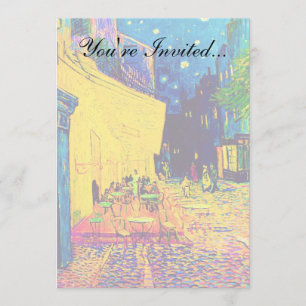 Invitation Vincent Van Gogh - Terrasse de café la nuit Pop Ar