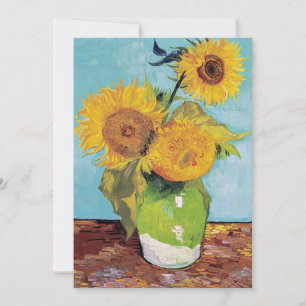 Invitation Vincent Van Gogh - Trois tournesols dans un vase