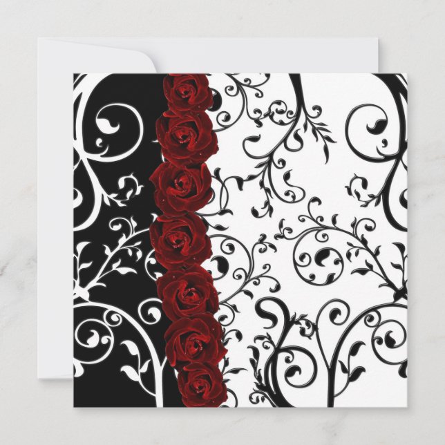 Invitation Vine Damask et Rose Goth Mariage (Devant)