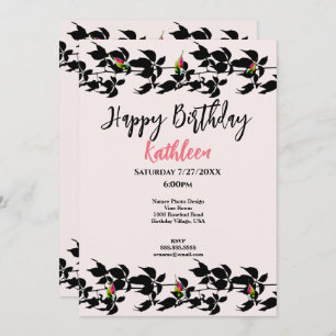 INVITATION VINE ROSEBUD PHOTO HAPPY BANTHDAY GREETING CARD