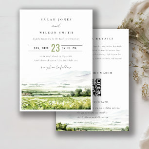 Invitation Vineyard Landscape All in One Wedding RSVP Détail