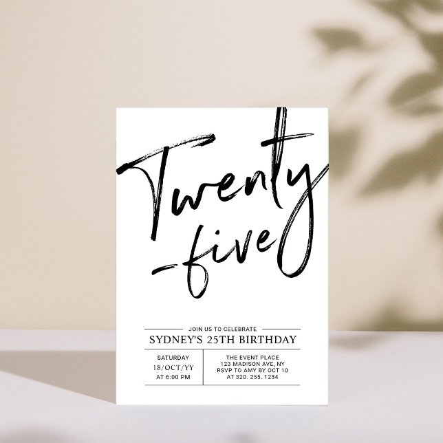 Invitation Vingt-Cinq | Fête d'anniversaire moderne 25 ans (Créateur téléchargé)
