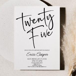Invitation Vingt-cinq minimaux élégants 25e fête d'anniversai
