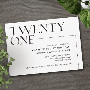 Invitation Vingt et un   Black and White moderne 21e annivers