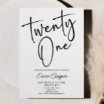 Invitation Vingt et un minimal élégant 21e fête d'anniversair<br><div class="desc">C'est une invitation de 21e anniversaire minimaliste minimaliste noir blanc 21e!</div>