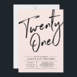 Invitation Vingt et un | Modern Pink 21e fête d'anniversaire<br><div class="desc">Célébrez votre journée spéciale avec cette simple et élégante invitation à la fête du 21e anniversaire. Ce design présente un script de brosse chic avec une mise en page propre en noir et rose vif combo. D'autres designs sont disponibles dans ma boutique BaraBomDesign.</div>