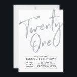 Invitation Vingt et un | Soirée 21ème anniversaire<br><div class="desc">Célébrez votre journée spéciale avec cette simple et élégante invitation à la fête du 21e anniversaire. Ce design est doté d'un script de brosse argentée chic "Twenty-one" avec une mise en page propre. D'autres designs sont disponibles dans ma boutique BaraBomDesign.</div>