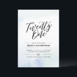 Invitation Vingt et une aquarelle bleue 21e anniversaire<br><div class="desc">Célébrez votre journée spéciale avec cette simple invitation de fête de 21e anniversaire. Ce design comprend un script de lettrage "Twenty one" avec un arrière - plan de texture de brosse bleu et menthe doux. D'autres invitations pour les anniversaires d'adultes et fournitures de fête sont disponibles dans ma boutique BaraBomDesign....</div>