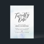 Invitation Vingt et une aquarelle bleue 21e anniversaire<br><div class="desc">Célébrez votre journée spéciale avec cette simple invitation de fête de 21e anniversaire. Ce design comprend un script de lettrage "Twenty one" avec un arrière - plan de texture de brosse bleu et menthe doux. D'autres invitations pour les anniversaires d'adultes et fournitures de fête sont disponibles dans ma boutique BaraBomDesign....</div>