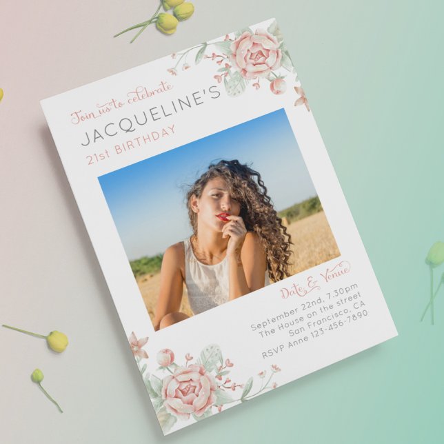 Invitation Vingt et une photo féminine 21e anniversaire (Créateur téléchargé)