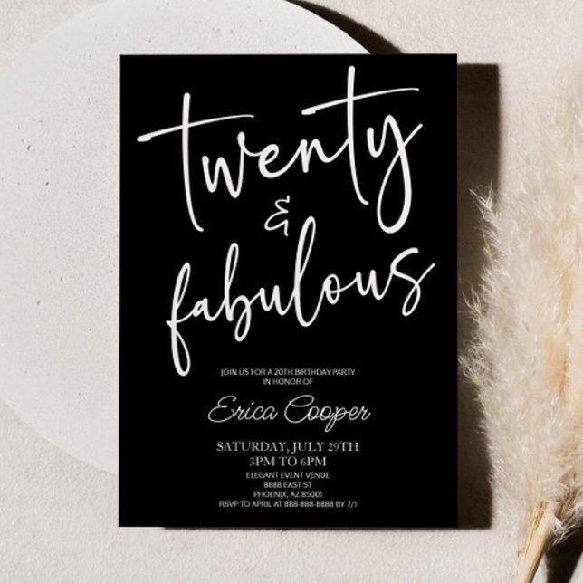 Invitation Vingt & Fabuleux Minimal 20e Fête d'Anniversaire (Créateur téléchargé)