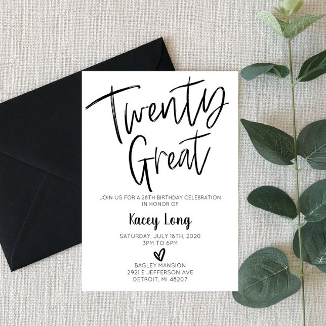 Invitation Vingt Grand 28ème Vingt-Huitième Anniversaire (Créateur téléchargé)