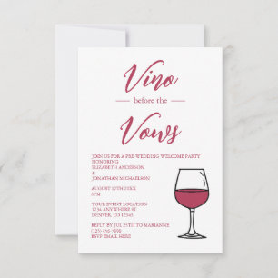 Invitation Vino Avant La Fête De Bienvenue PréMariage Vows