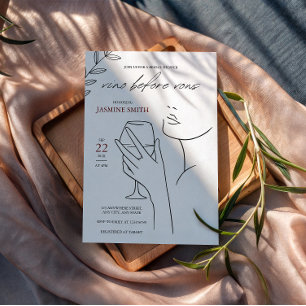 Invitation vino avant voeux Elegant noir & blanc douche nupti