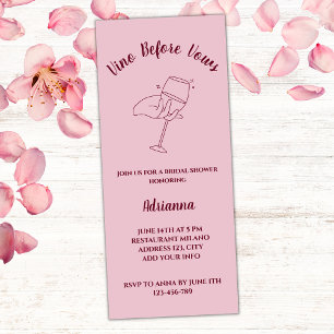 Invitation Vino Avant Vows Élégante Fête des mariées rose
