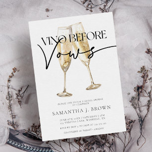 Invitation Vino Avant Vows Élégante Fête des mariées Vin