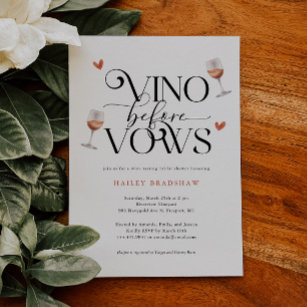 Invitation Vino avant Vows Fête des mariées