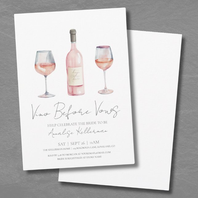 Invitation Vino avant Vows Fête des mariées (Vino Before Vows Bridal Shower Invitation )