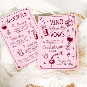 Invitation Vino Before the Vows Rose & Vin Rouge Enterrement 