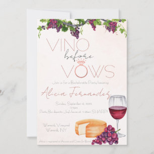 Invitation Vino Before Vows Bachelorette / Fête nuptiale