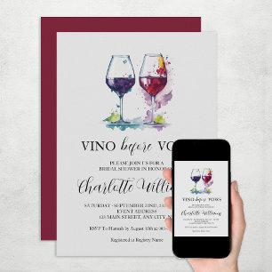 Invitation Vino Before Vows Réception de Mariage à l'aquarell
