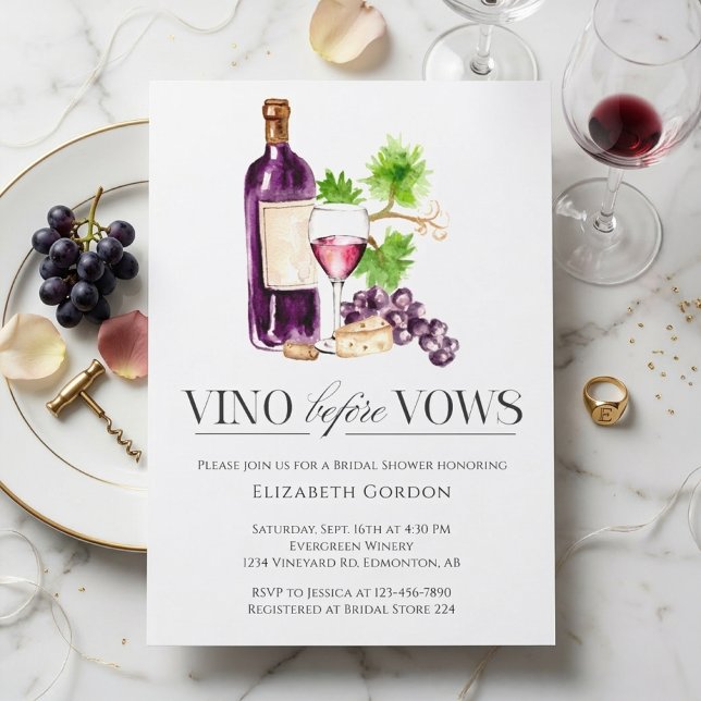 Invitation Vino Before Vows Réception de Mariage Aquarelle Vi (Créateur téléchargé)