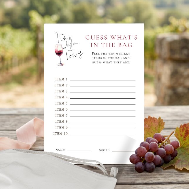 Invitation Vino Devinez l'article dans le jeu de sac de douch (Créateur téléchargé)